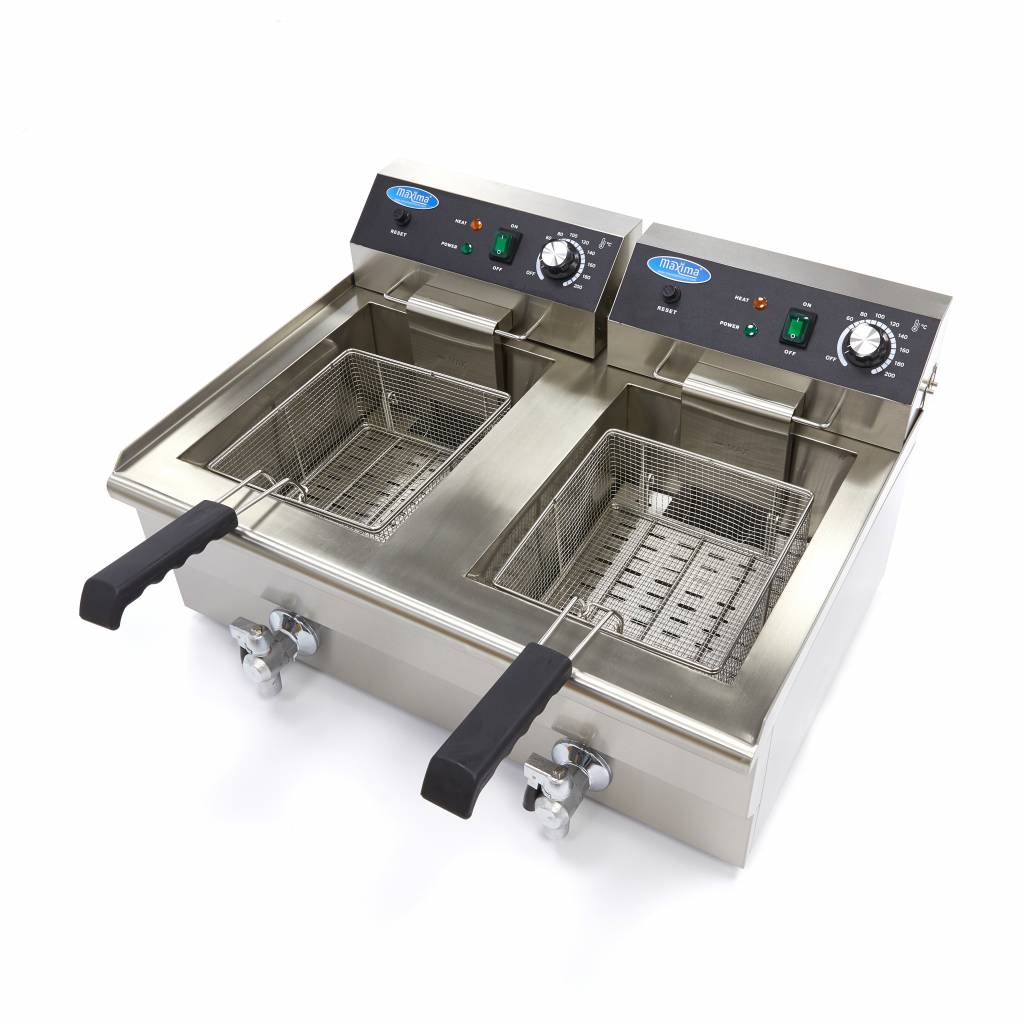 Friteuse professionnelle électrique 16 + 16L avec Robinet