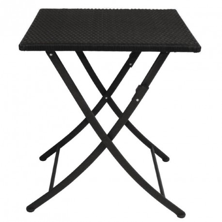 Table carrée pliante rotin PE Bolero 600 mm