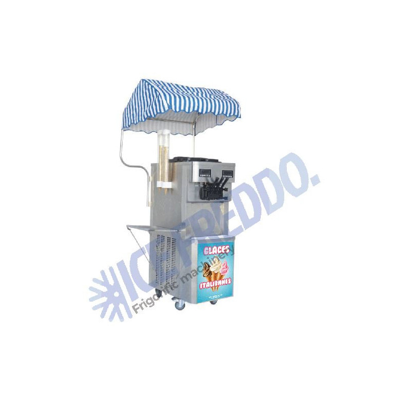 Nouveau Machine à Glace à l'Italienne sur Roulettes Palermo - Cinq Manettes & Dualisée - Ice Freddo