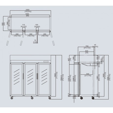 Armoire Réfrigérée Vitrée 1390 L - 3 Portes - Atosa