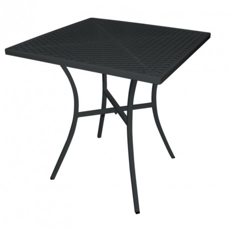 Table bistro carrée noire 70 cm en acier ajouré - Bolero