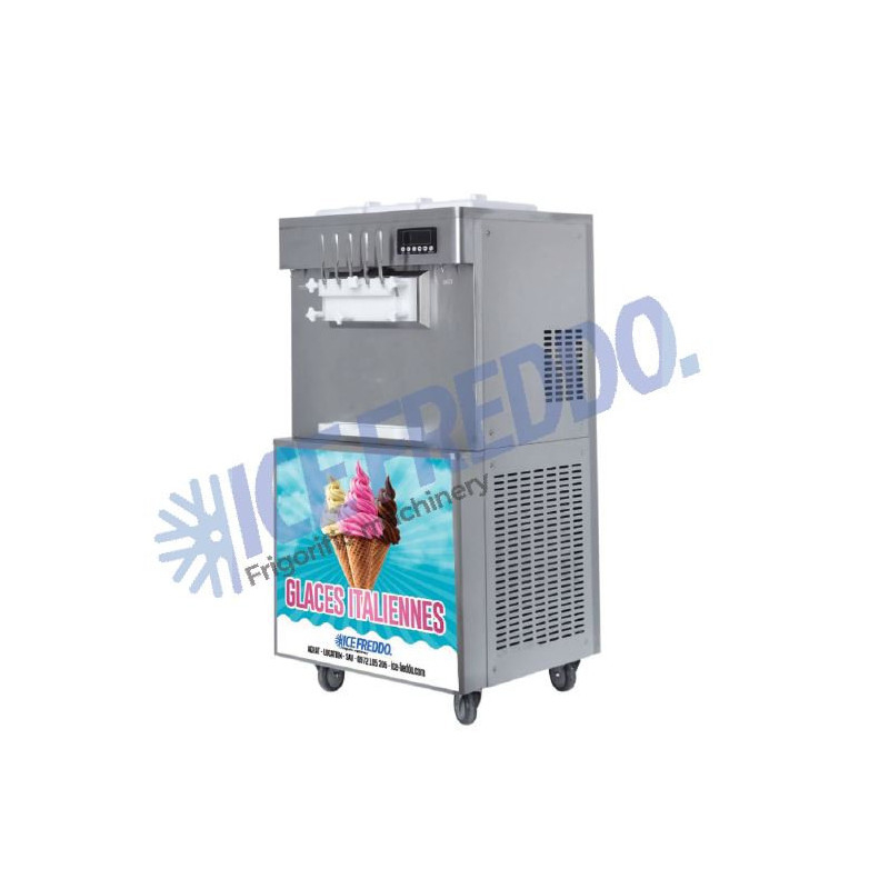 Nouveau Machine à Glace à l'Italienne sur Roulettes Torino - Cinq Manettes & 3 Goûts + 2 Mix - Ice Freddo