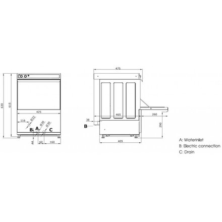 Lave-verres professionnel 350 X 350 MM Ultra avec Pompes Vidange et Savon