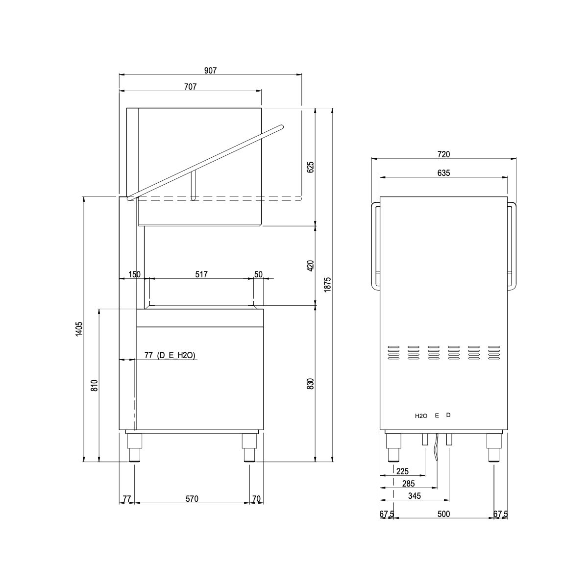 LAVE VAISSELLE MODULAR À CAPOT PANIER 50X50 CM