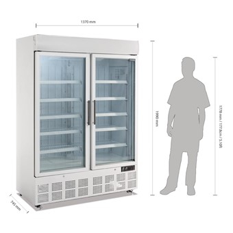 Vitrine réfrigérée négative deux portes avec bandeau lumineux