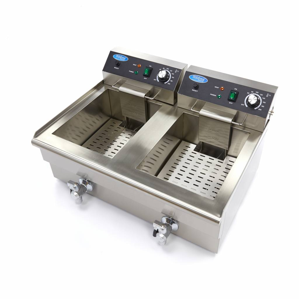 Friteuse professionnelle électrique 16 + 16L avec Robinet