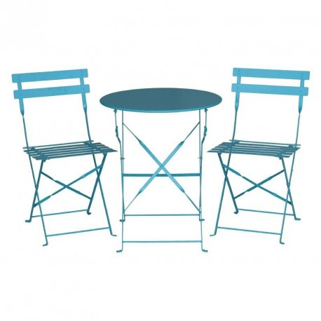 Chaises de terrasse bleu turquoise en acier Bolero - Lot de 2