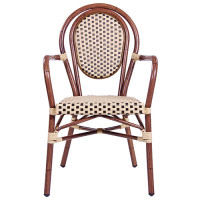 Chaise de terrasse avec accoudoirs BAMBU AL - beige / marron